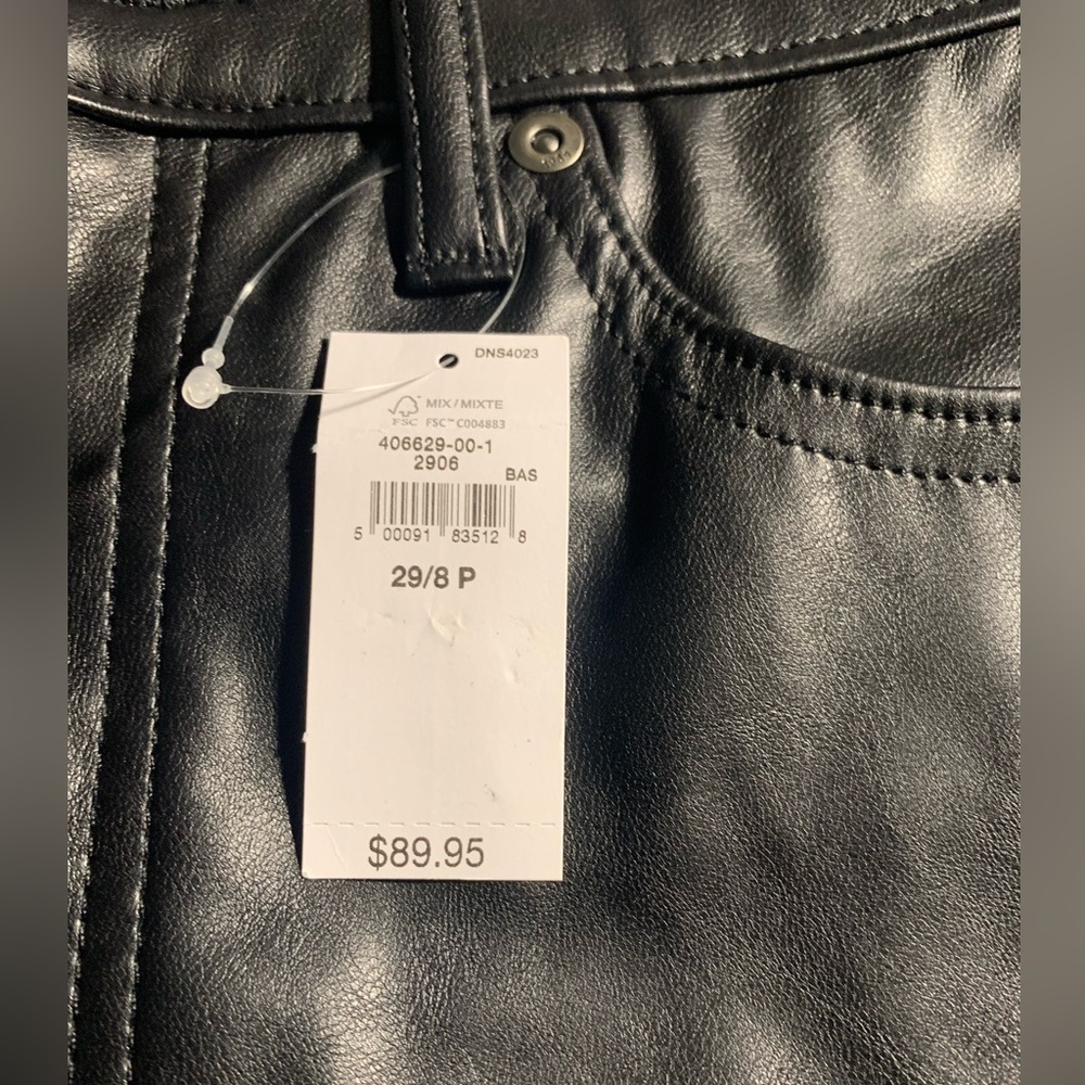 New GAP Vintage Slim High Rise Vegan Leather Pants 8 Petite - Picture 4 of 5